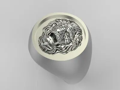 Ring design with lion 3dm stl 3D print model 3D print model