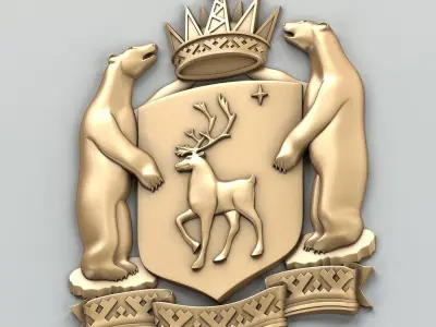 Coat of arms of Yamalo-Nenets Autonomous Okrug 3D model