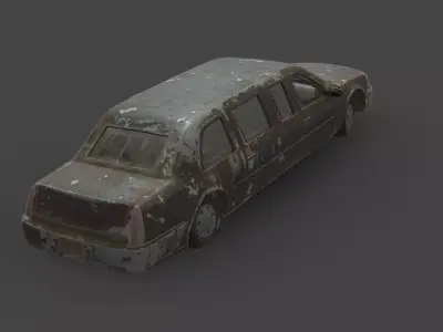 Abandoned Car - Cadillac Limousine Low-poly 3D model