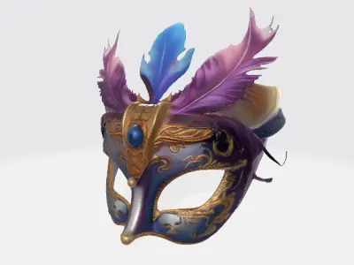 Luxury Venetian Masquerade Mask Low-poly 3D model