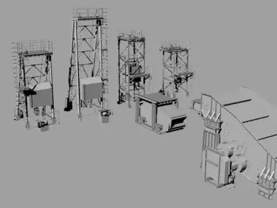 Mining rig equipments 3D model