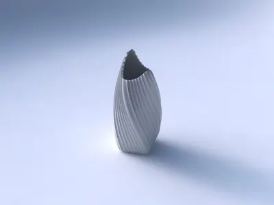 Vase twisted double arc quadratic with extruded vertical lines 3D print model