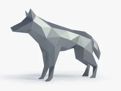 Low Poly Wolf in polygons Low-poly 3D model