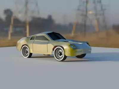 High-Quality 3D Model  Futuristic  low poly Sports Car 3D model