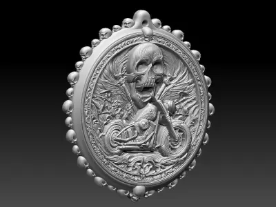 HM Skull Biker Keychain 010 3D print model