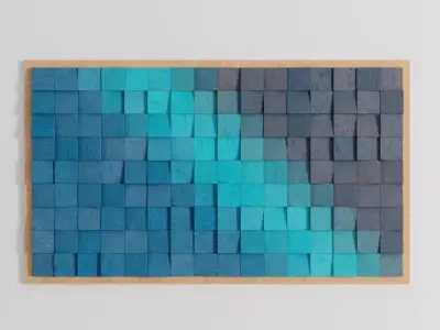 Wood wall art mosaic panel decor frame collection Low-poly 3D model