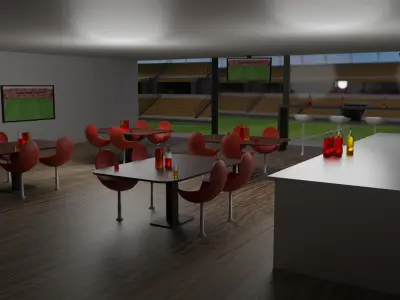 Football Stadium and Interiors Low-poly 3D model get