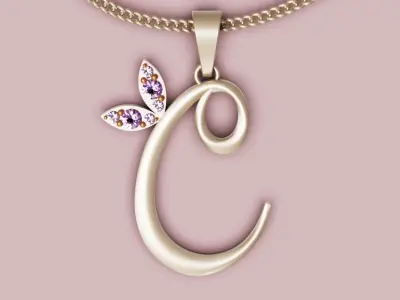 c capital word pendant 3D model