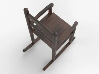 Chair No 9 Rocking Chair Cane Rocker Wood Version 3D model