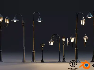 Street Light Pack Gameready Low-poly 3D model