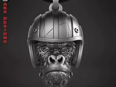 Pendant animal jewelry Biker gorilla 1  3D print model