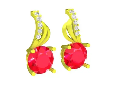 Elegant Round Cut Gemstone Drop Earrings for Women 5807 3D print model