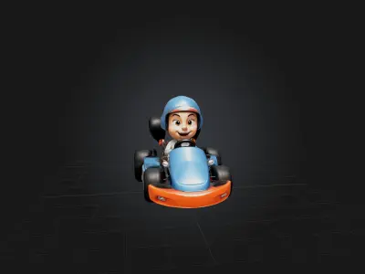 Cartoon Go-Kart Low-poly 3D model