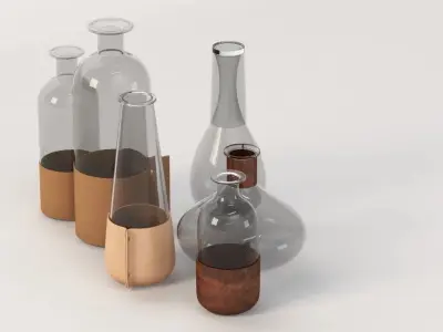 Glass And Faux Leather Vase 3D model