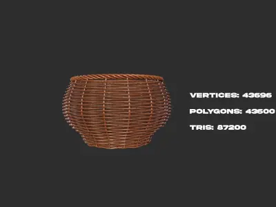 Rattan Basket pack 4 Free 3D model
