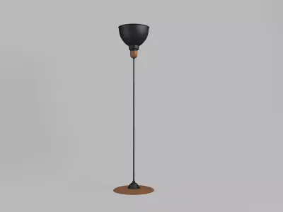 Anthracite Floor Lamp With Wooden Detail 3D model