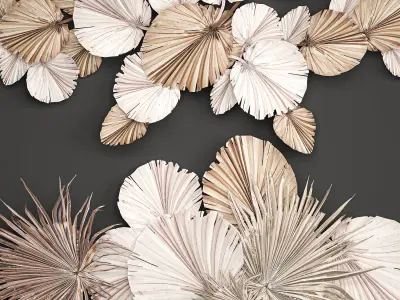 Wall panel made of dry palm leaves 224 3D model