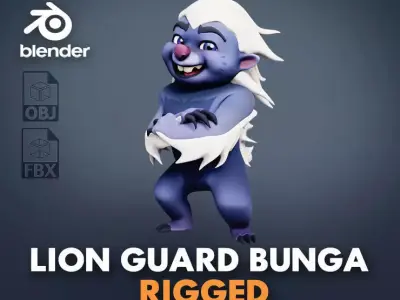 Honey badger cartoon character for Blender Low-poly 3D model