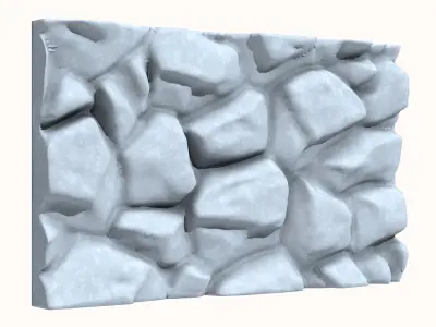 Cracked Stone Wall Segment 3D model
