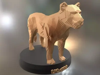 Parametric Lioness Low-poly 3D model