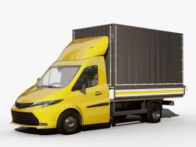 Generic v26 CargoBox VAN with driver Low-poly 3D model