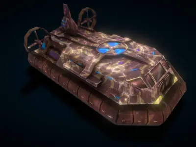 Hovercraft Seal Navy Low-poly 3D model