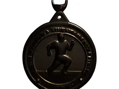 Golden Running Race Sport Medal Low-poly 3D model