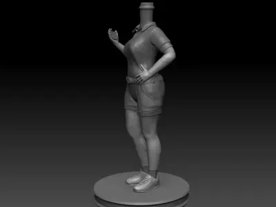 3D Printable Fat woman with timer Bubble Head 3D print model