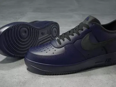 Nike Air Force 1 low binary blue Low-poly 3D model