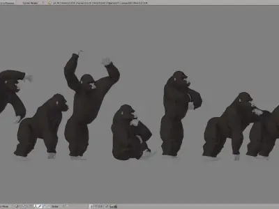 Gorillas gorilla Low-poly 3D model
