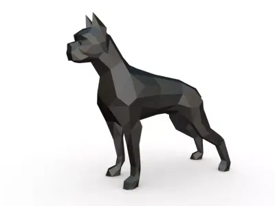boxer dog low poly 3D print model