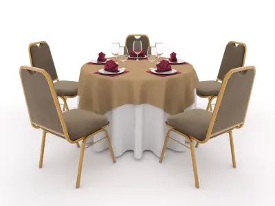 Banquet Table and Chair 06 3D model
