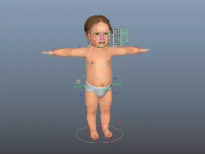 Baby boy and girl 3D model