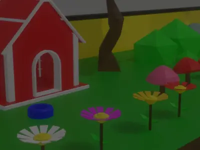 House and Garden Environment Low-poly 3D model