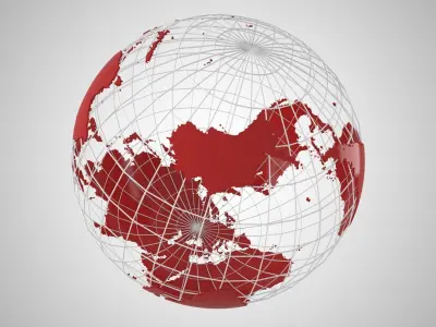 Globe News Skeleton Dark Red 3D model