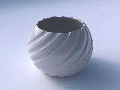 Bowl spheric with twisted smooth ribbons 3D print model