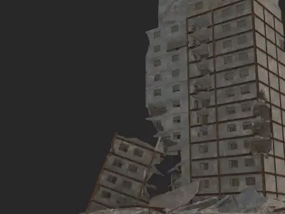 destroyed building Low-poly 3D model