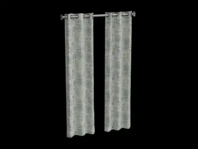 Blue Floral Curtain 3D model