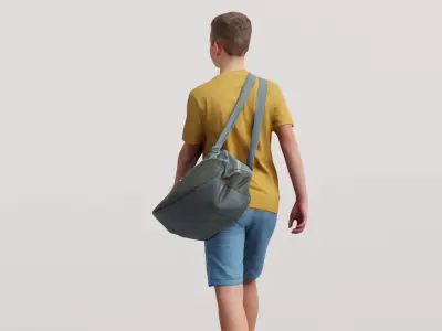 Humano Young boy with a sports bag 0909 3D model