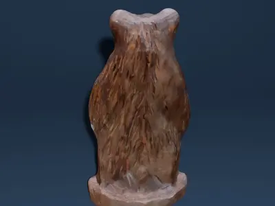 Wooden Bear Carving Photoscan Low-poly 3D model