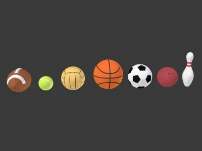 Cartoon Balls Low-poly 3D model