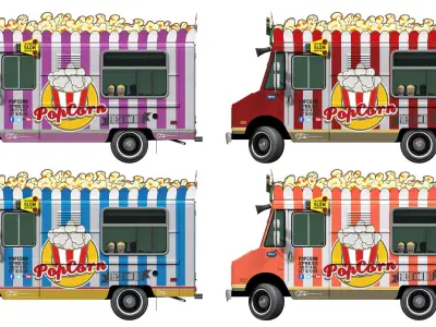PopCorn Food Truck Low-poly 3D model