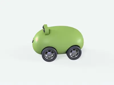 Cartoon Frog Car Cute Low-poly 3D model