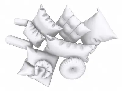 Pillow Set with flowers 3D model