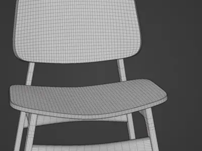 Modern Wooden Seamless Chair -  Designer Chair 001 3D model