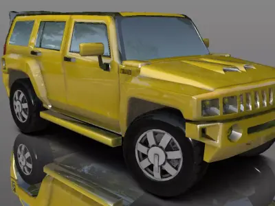 Hummer SUV H3 Low-poly 3D model Game Ready Low-poly 3D model