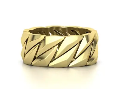 FACET CUBAN CHAIN RING MIAMI RING 10mm Wide 3dmodel 3D print model