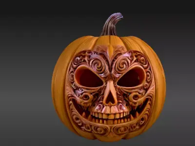 Jack-o -Lantern Stylized Pumpkin Sculpture 3D Model Printable 3D print model