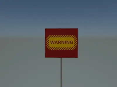 Warning sign Low-poly 3D model