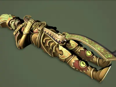 Statue pharaoh Low-poly 3D model